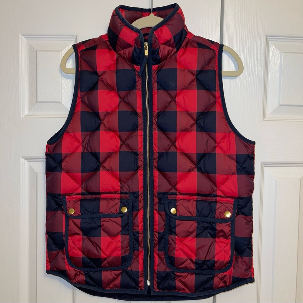 J. Crew Excursion Quilted Down Puffer Vest Buffalo Plaid